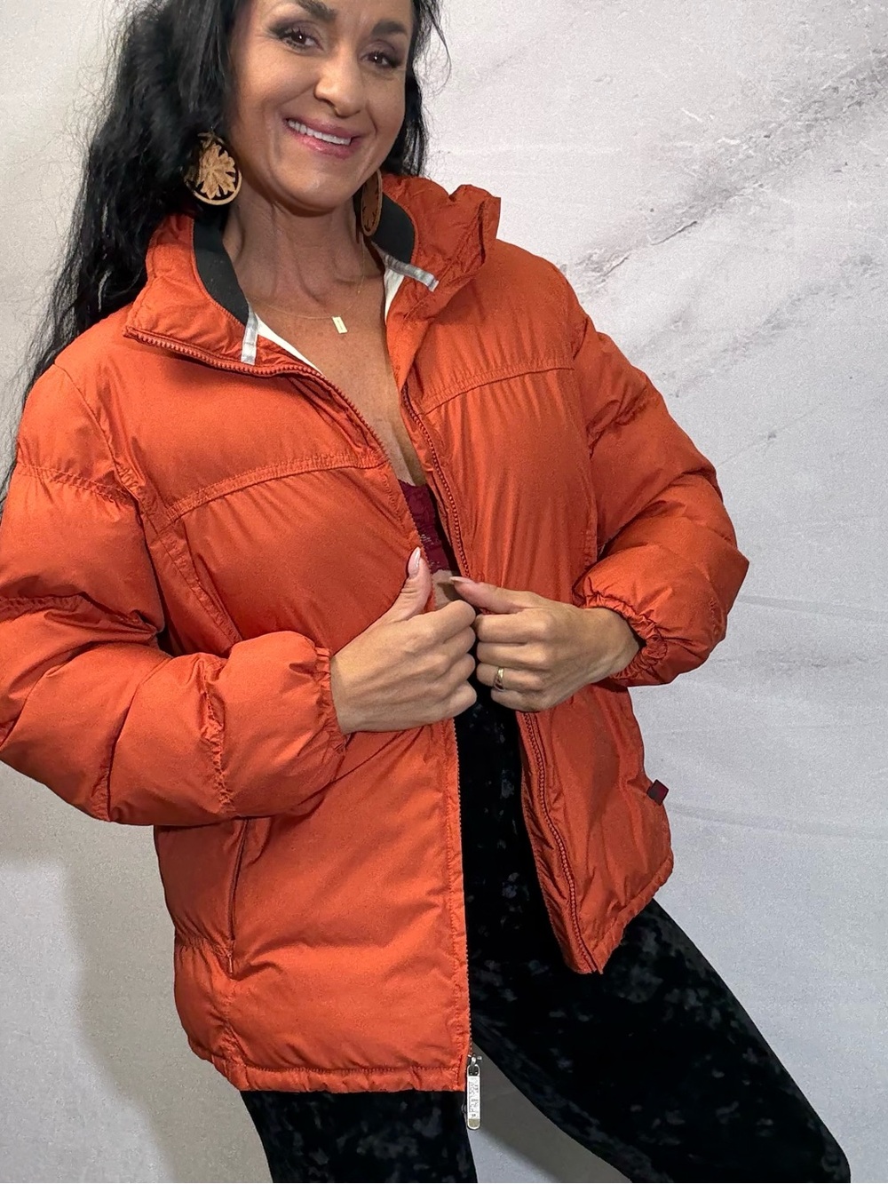Woolrich Women's Burnt Orange Hooded Puffer Jacket